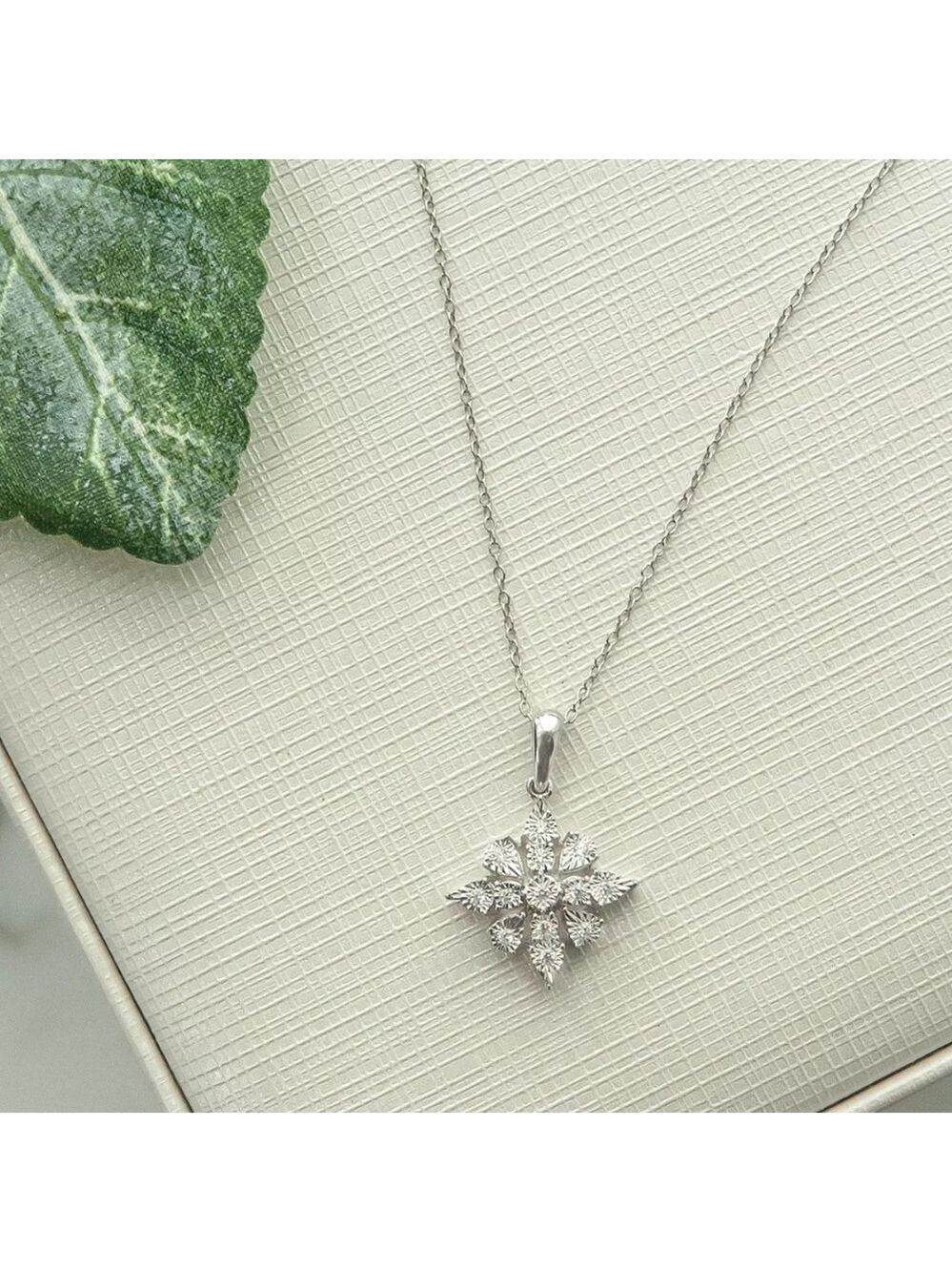 DIAMOND CLUSTER 18" PENDANT NECKLACE (1/10 CT. T.W.) 100% GUARANTEED! - Picture 4 of 4